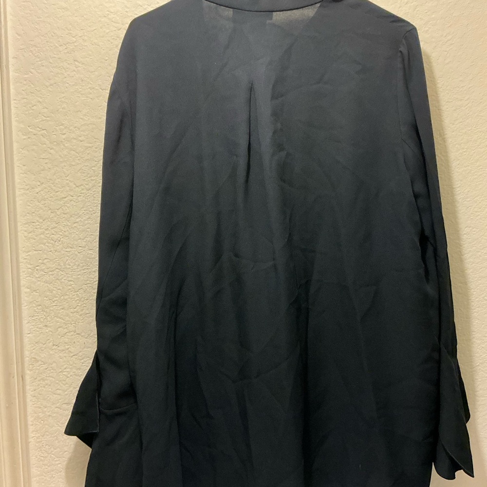 Lafayette 148 Izzie Embellished Silk Blouse with Bell Sleeves - XL - Picture 4 of 9